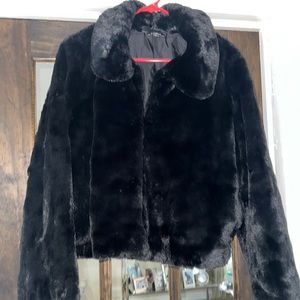 Express Faux Fur black coat. Size L